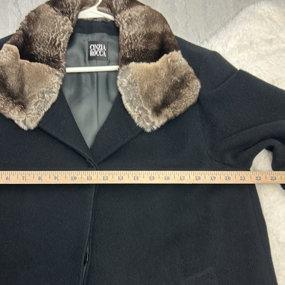 Cinzia Rocca Italian Baby Alpaca Black Winter Coat with Luxurious Fur Co… - Picture 11 of 13